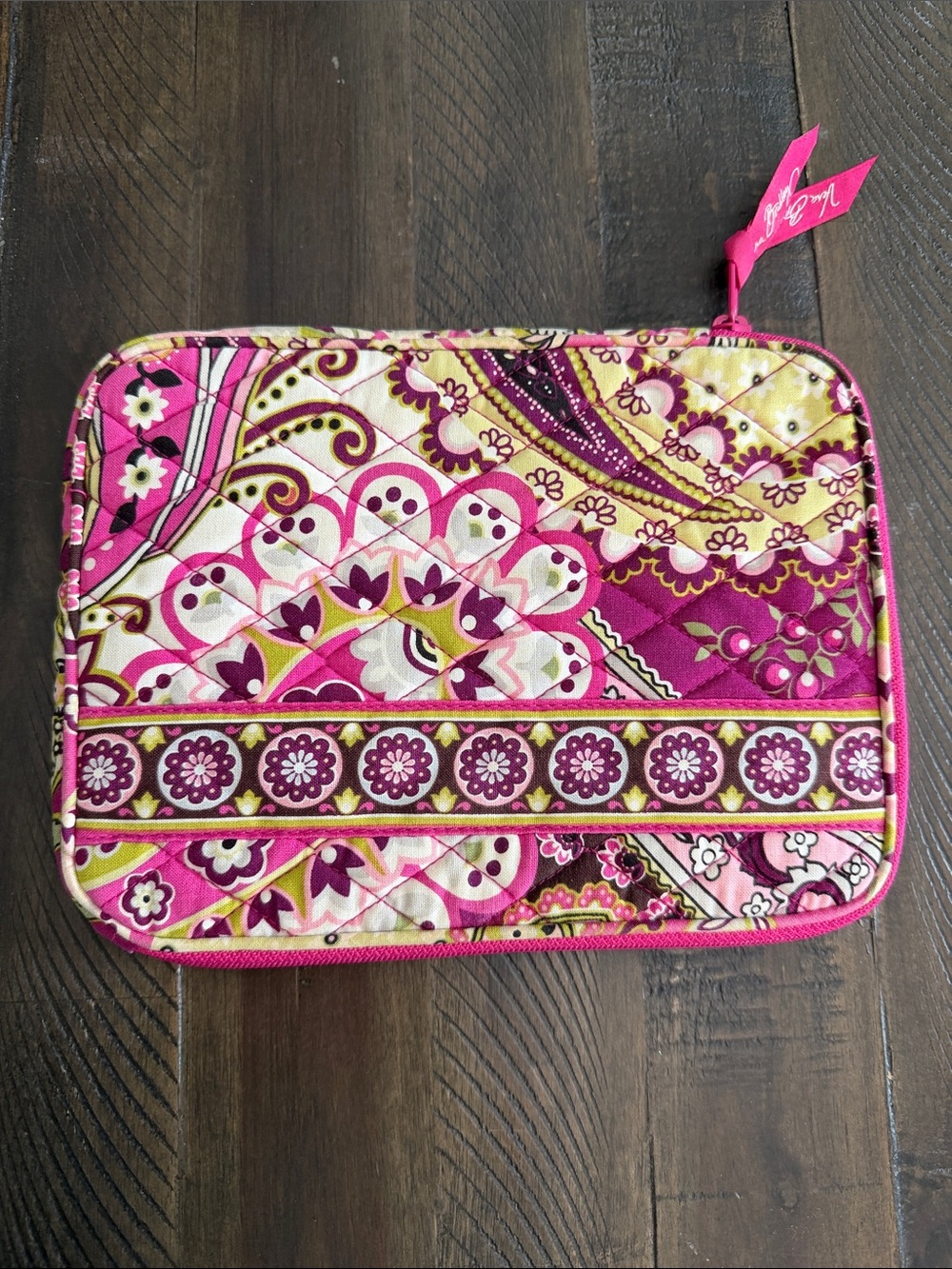 Vera Bradley Pink Purple Yellow Quilted Laptop Sleeve